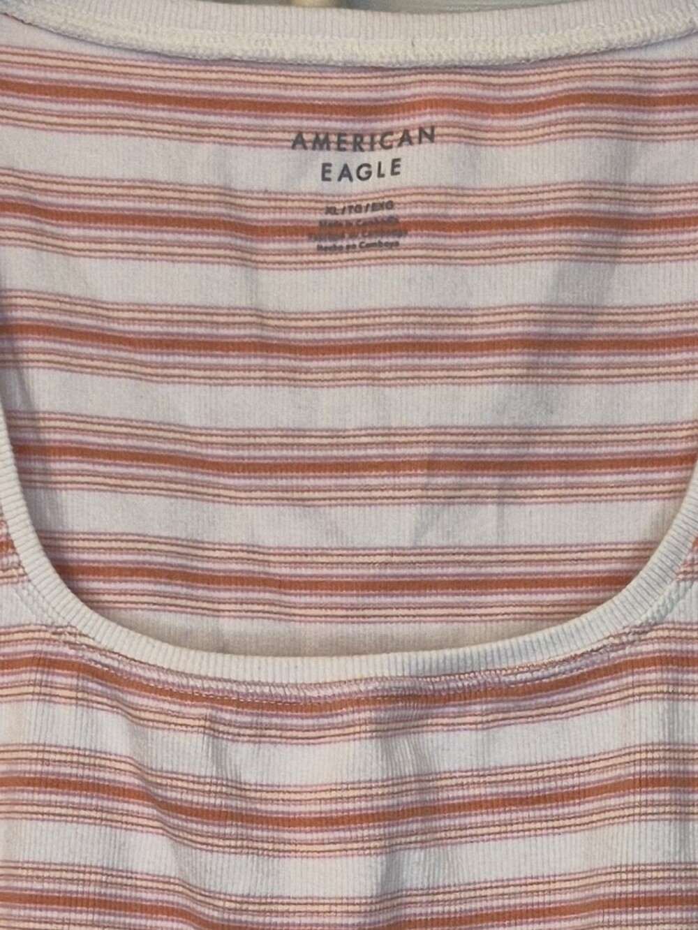 American Eagle Outfitters White and Pink Striped Tank Top Sz XL EUC - Picture 3 of 4